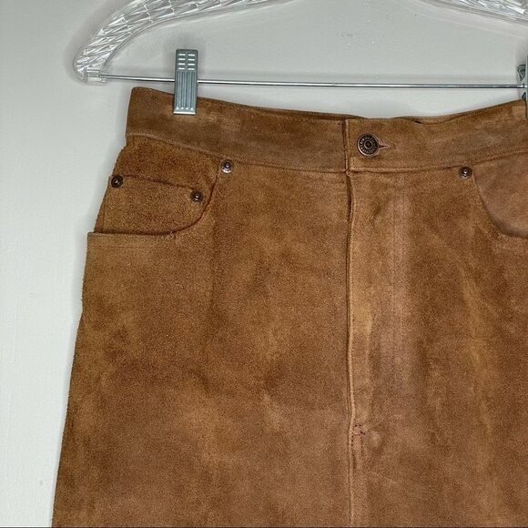 Ralph Lauren Vintage 100% genuine leather suede skirt VTG - Picture 5 of 12